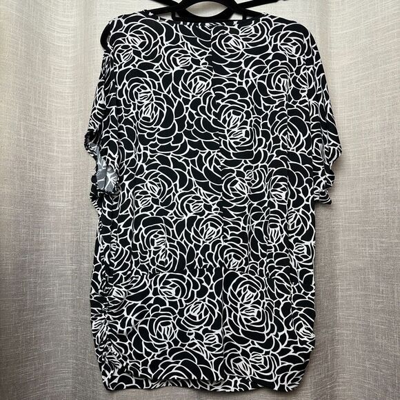 2/$30 Stacey Summers Vintage Blouson Top 2X Cold Shoulder Floral Stretch Y2K - Picture 9 of 9